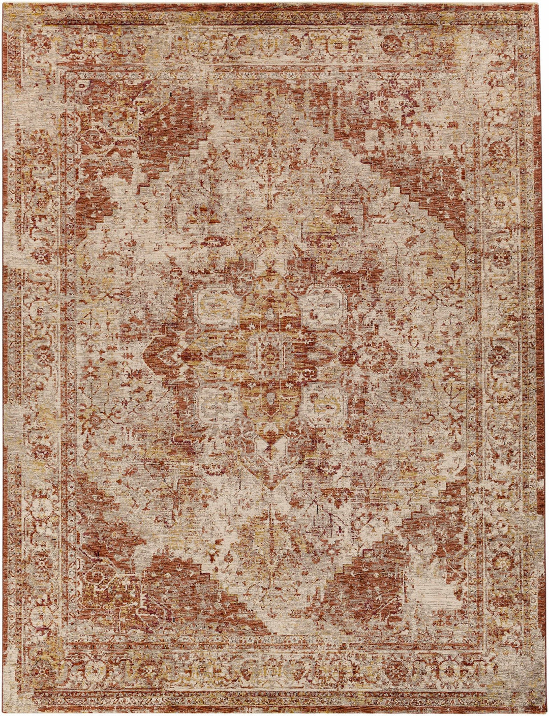 Strathbogie Traditional Style Beige And Rust Area Rug - The Rug Decor