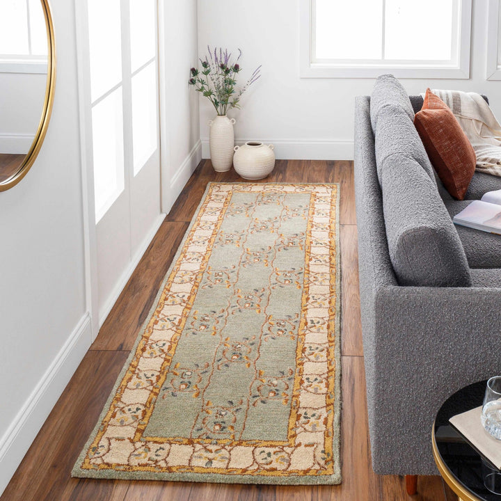 Stringer Traditional Green And Beige Hand Tufted Wool Area Rug - The Rug Decor