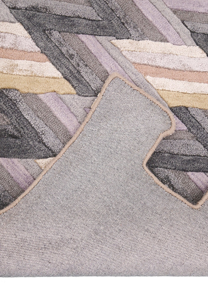 Stripes Pattern Gray Lilac Hand Tufted 4x6 Wool Area Rug - The Rug Decor