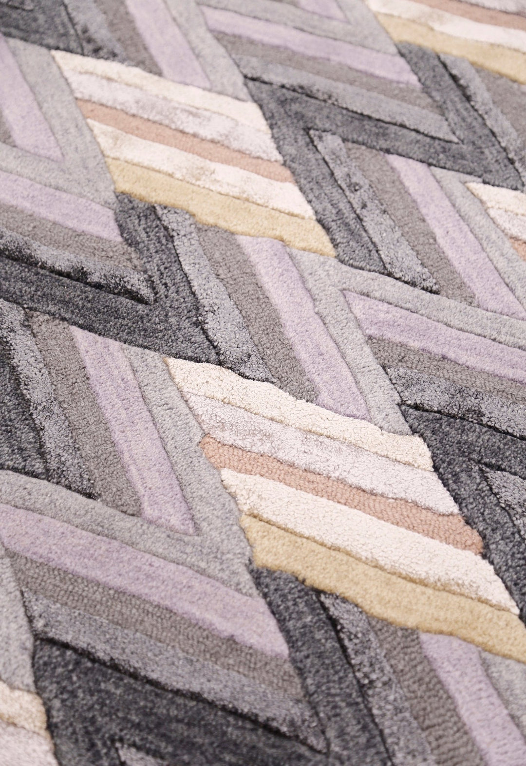 Stripes Pattern Gray Lilac Hand Tufted 4x6 Wool Area Rug - The Rug Decor