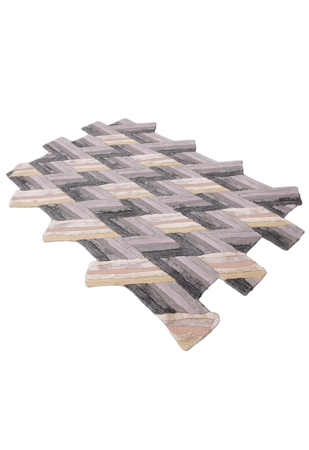 Stripes Pattern Gray Lilac Hand Tufted 4x6 Wool Area Rug - The Rug Decor