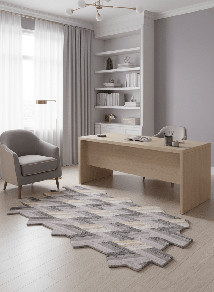 Stripes Pattern Gray Lilac Hand Tufted 4x6 Wool Area Rug - The Rug Decor