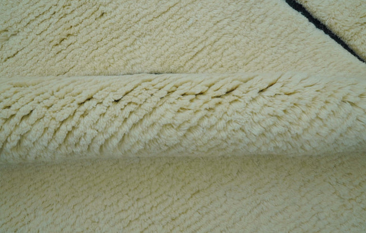 Strokes Custom Made Contemporary Cream Hand Knotted Wool Rug - The Rug Decor