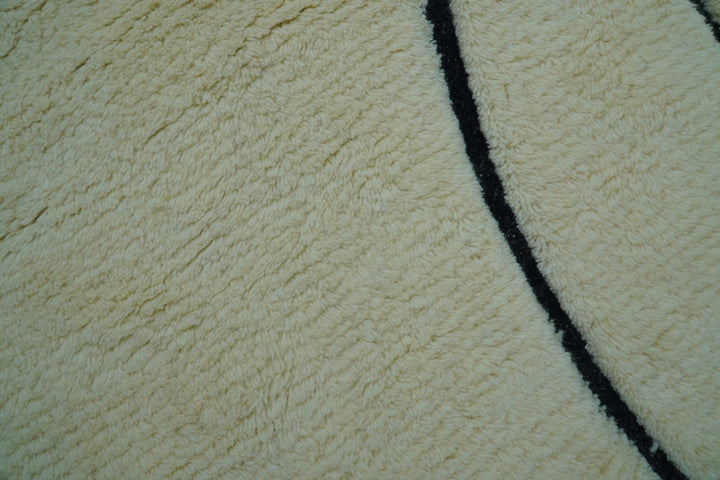 Strokes Custom Made Contemporary Cream Hand Knotted Wool Rug - The Rug Decor