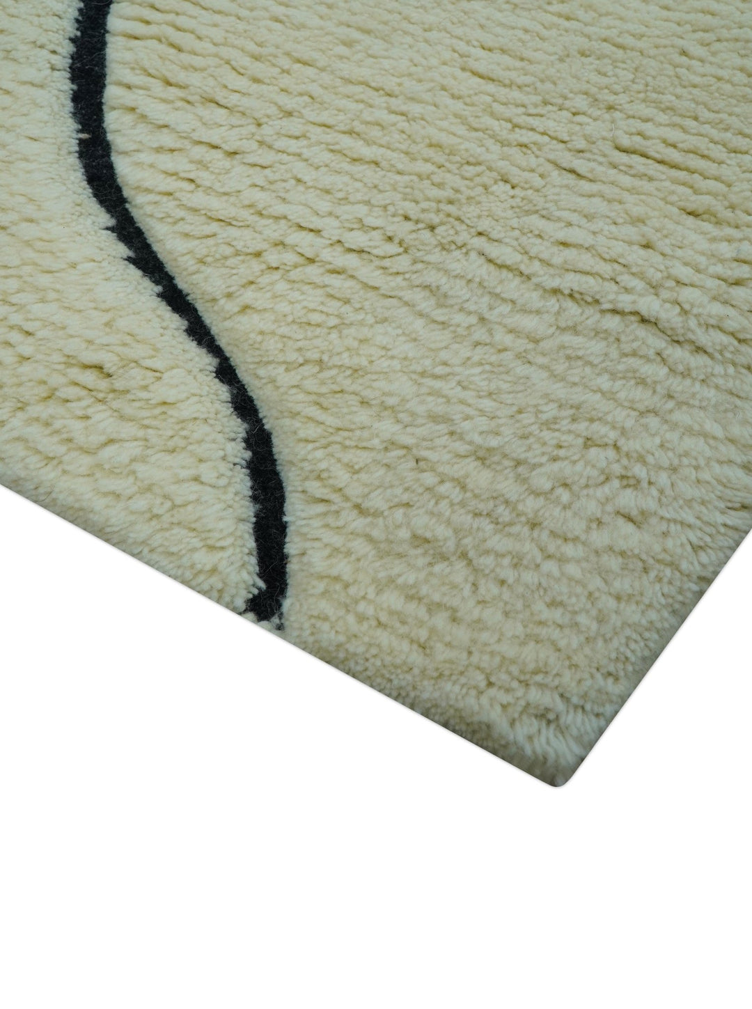 Strokes Custom Made Contemporary Cream Hand Knotted Wool Rug - The Rug Decor