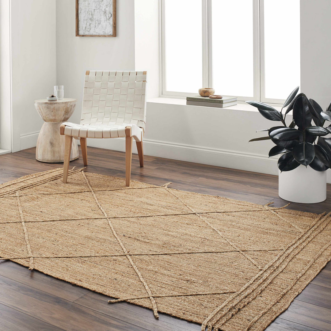 Zeno Modern Geometric Design Brown Hand Woven Area Rug