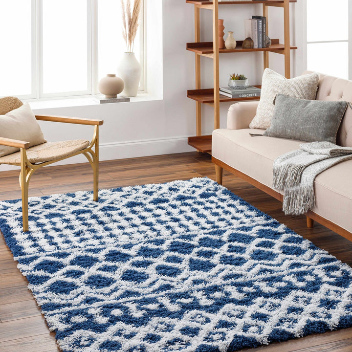 Suke Contemporary Style Blue And White Area Rug - The Rug Decor