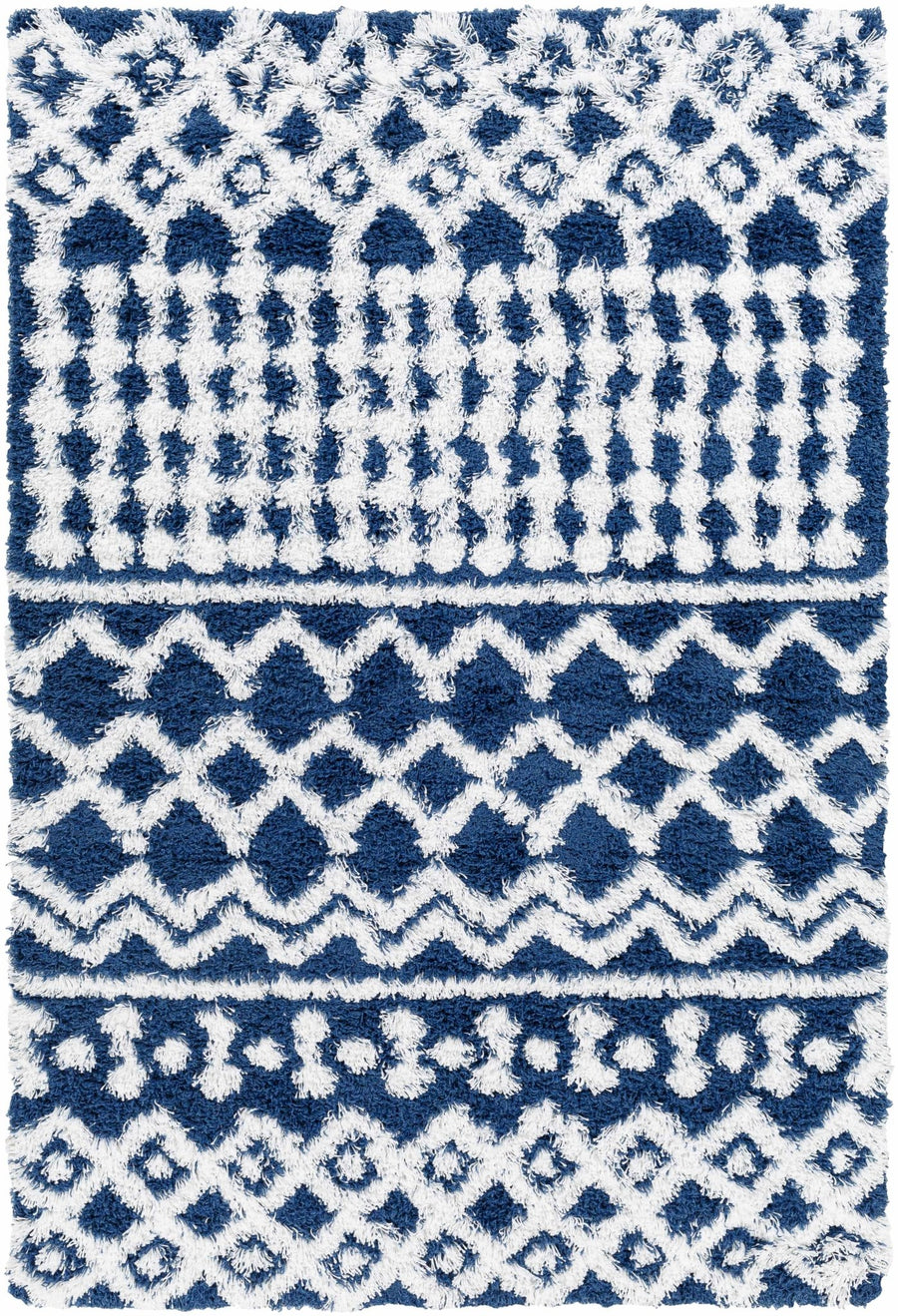 Suke Contemporary Style Blue And White Area Rug - The Rug Decor