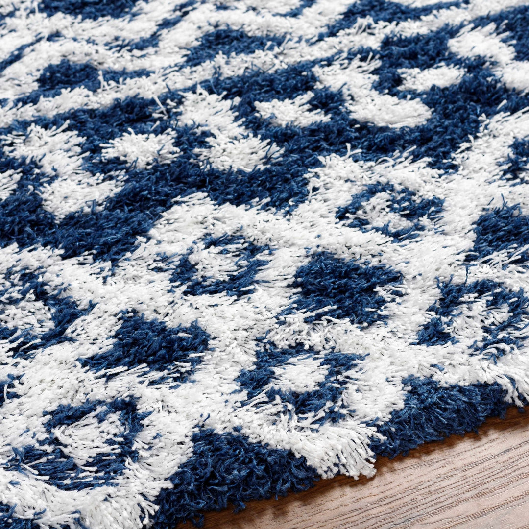 Suke Contemporary Style Blue And White Area Rug - The Rug Decor