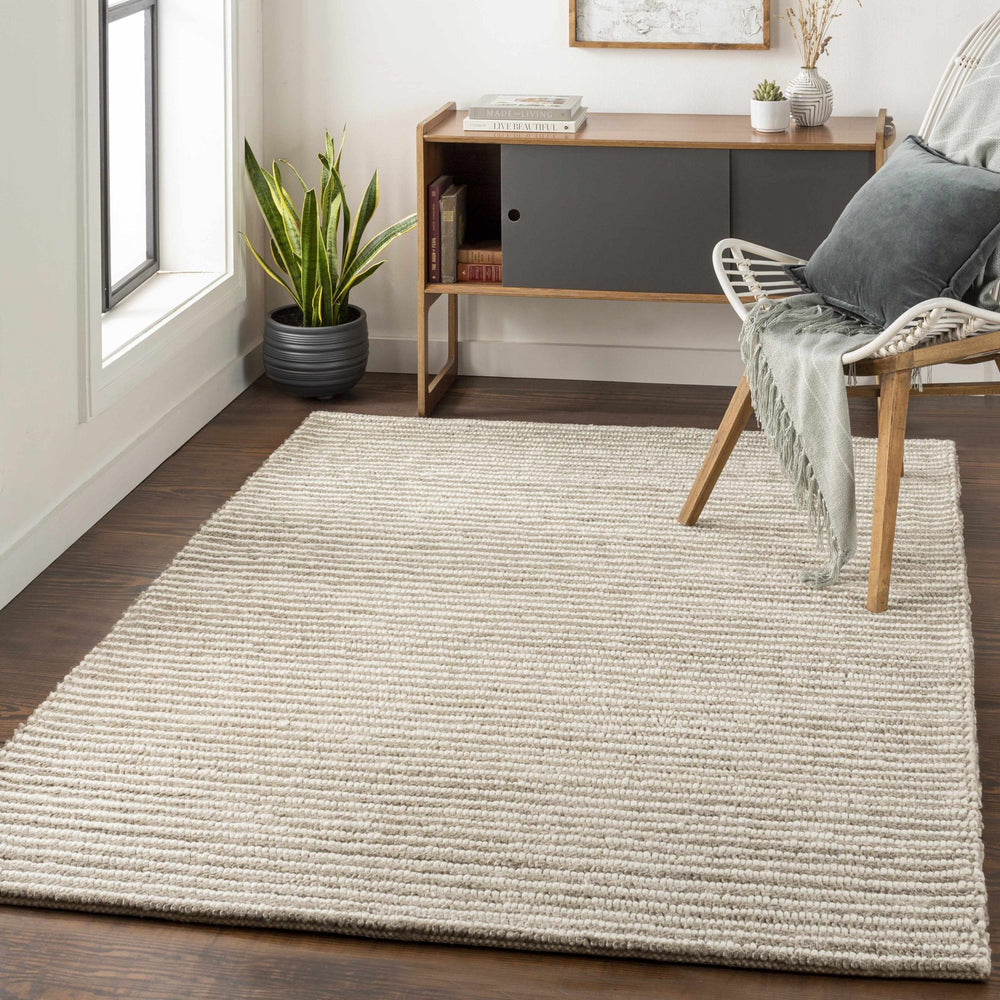 Sula Contemporary Gray And Ivory Stripes Area Rug - The Rug Decor