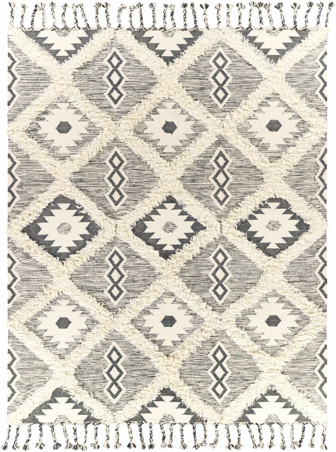 Sultan Modern Style Charcoal And Ivory Hand Woven Area Rug