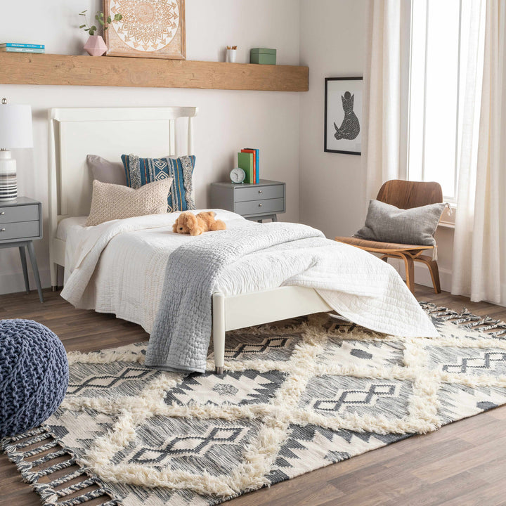 Sultan Modern Style Charcoal And Ivory Hand Woven Area Rug