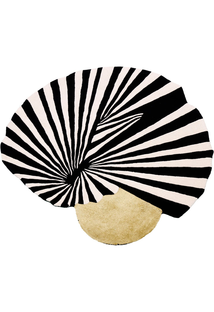 Sunflare Fan Black Hand Tufted 5x5 Wool Area Rug - The Rug Decor