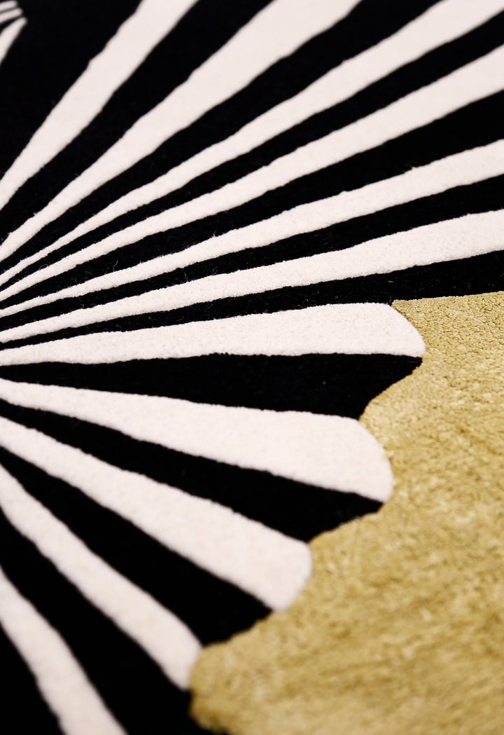 Sunflare Fan Black Hand Tufted 5x5 Wool Area Rug - The Rug Decor