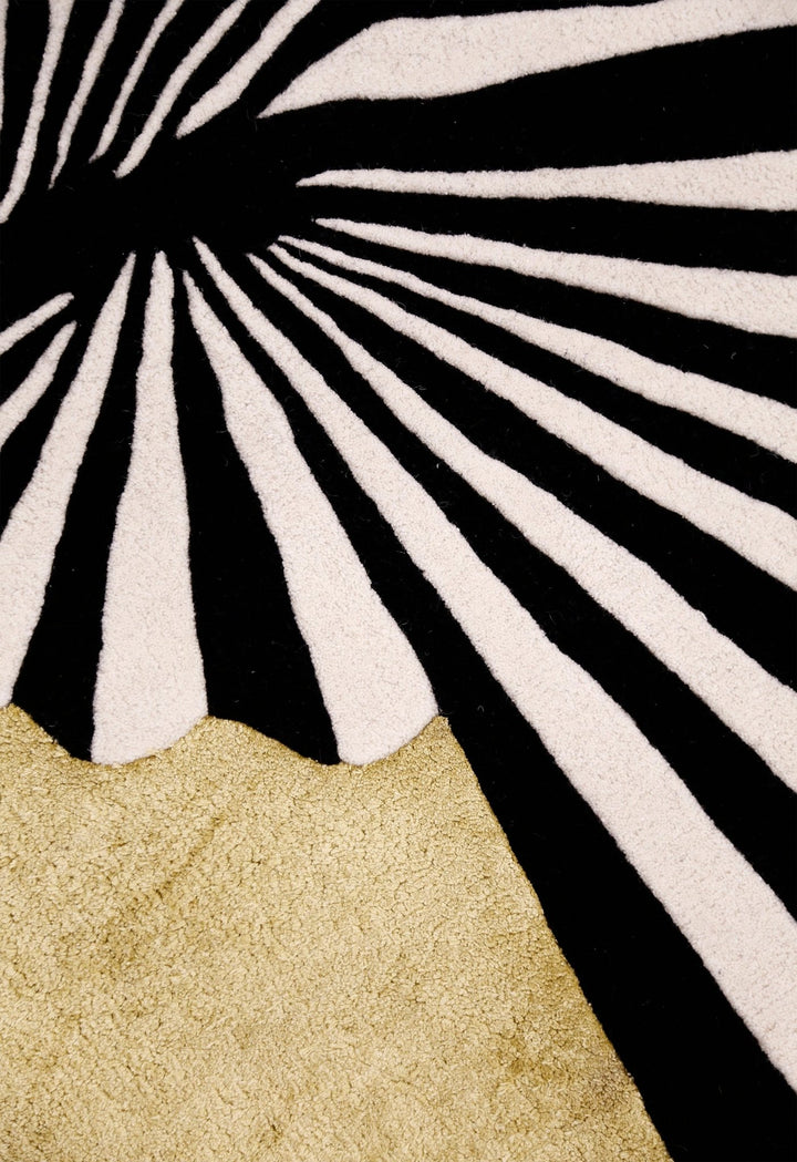 Sunflare Fan Black Hand Tufted 5x5 Wool Area Rug - The Rug Decor