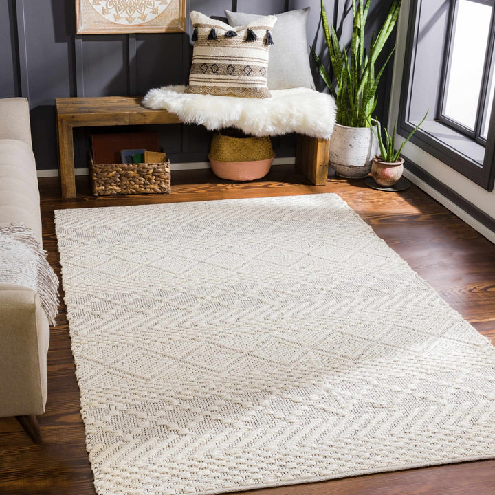 Sungurlu Modern Geometrical Design Ivory Hand Woven Area Rug - The Rug Decor