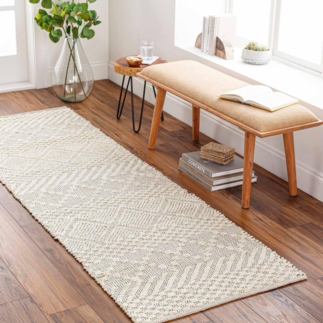 Sungurlu Modern Geometrical Design Ivory Hand Woven Area Rug - The Rug Decor
