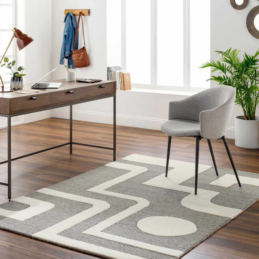 Suni Contemporary Design Ivory And Gray Hand Tufted Wool Rug - The Rug Decor