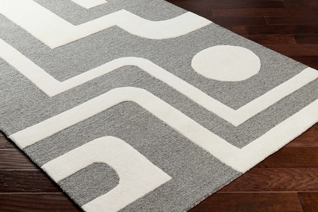 Suni Contemporary Design Ivory And Gray Hand Tufted Wool Rug - The Rug Decor