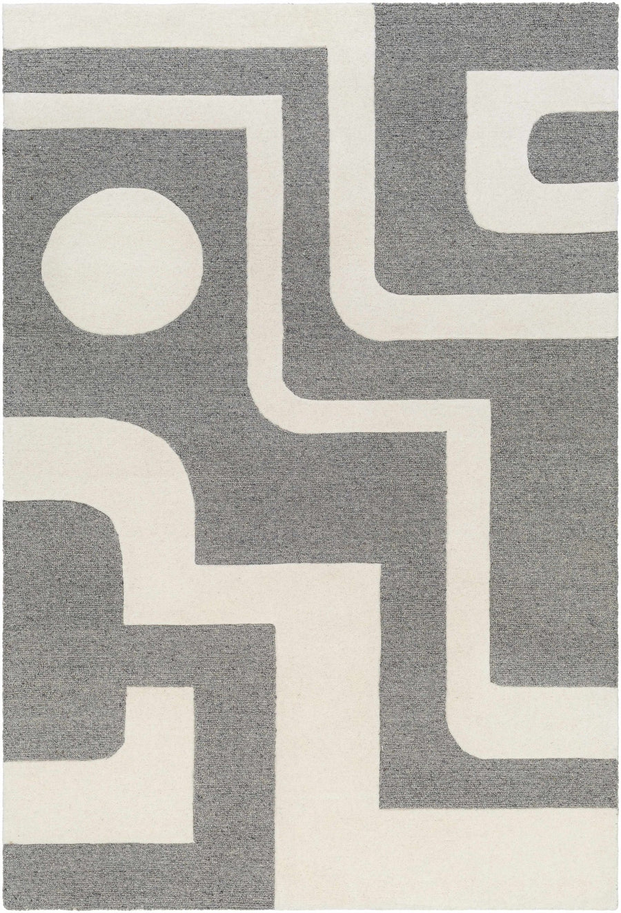 Suni Contemporary Design Ivory And Gray Hand Tufted Wool Rug - The Rug Decor