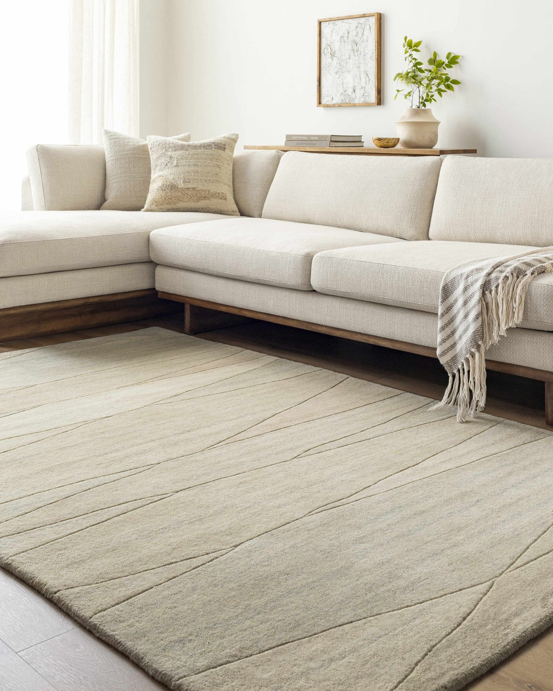 Susie Modern Abstract Design Beige Wool Rug - The Rug Decor