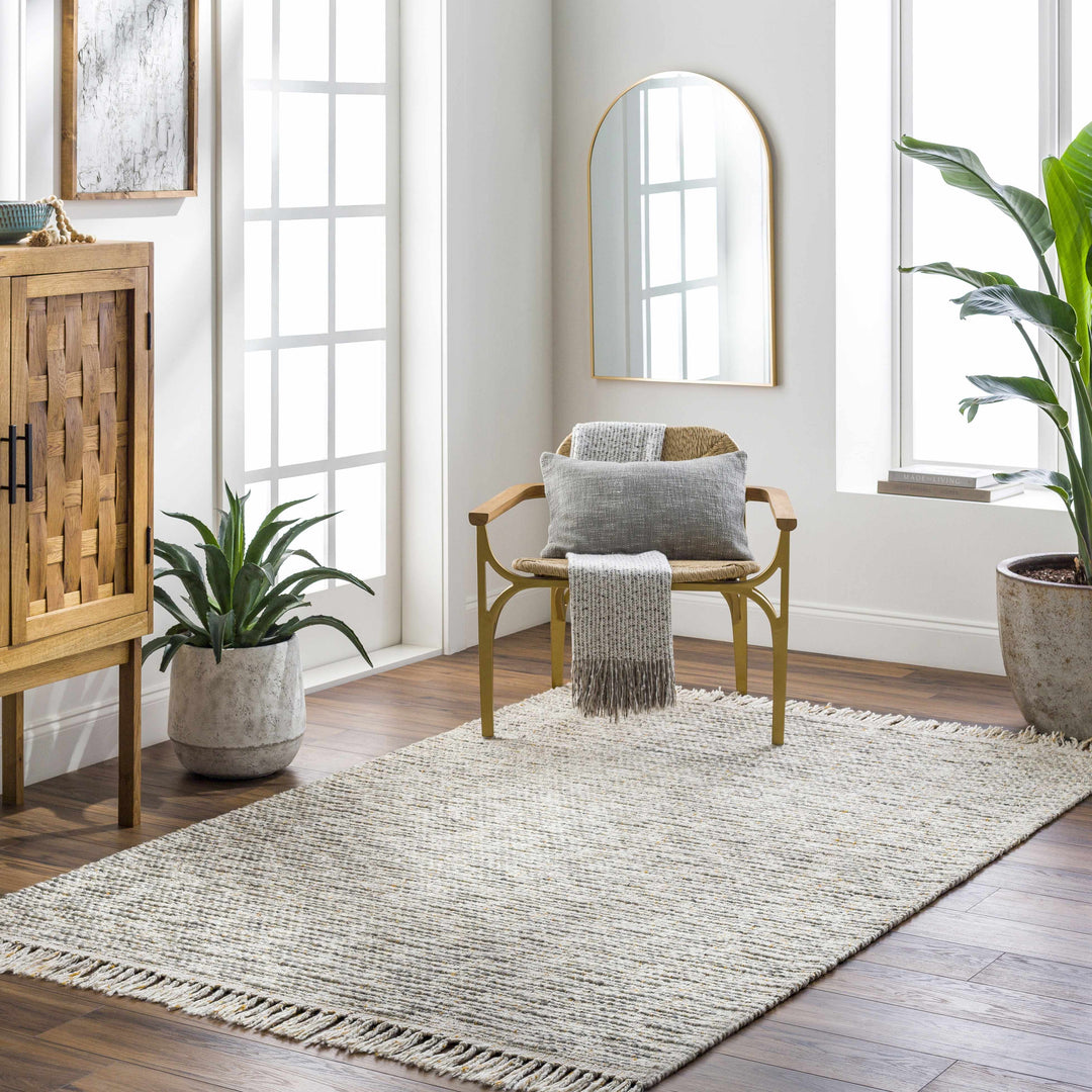 Amiel Modern Solid Design Beige Hand Woven Area Rug