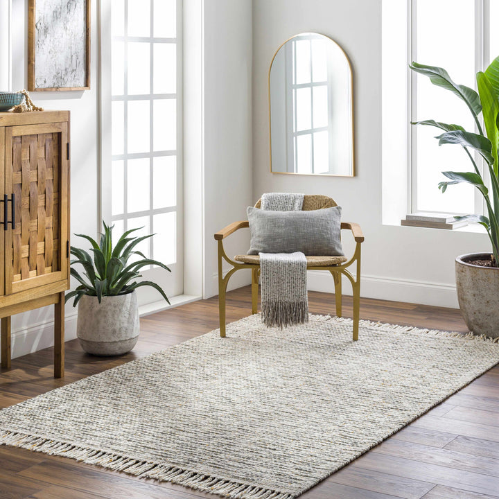 Amiel Modern Solid Design Beige Hand Woven Area Rug