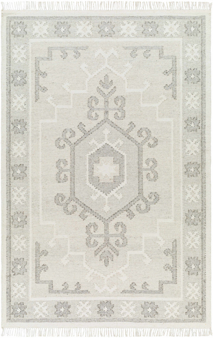 Afra Traditional Style Ivory And Gray Hand Woven Wool Area Rug