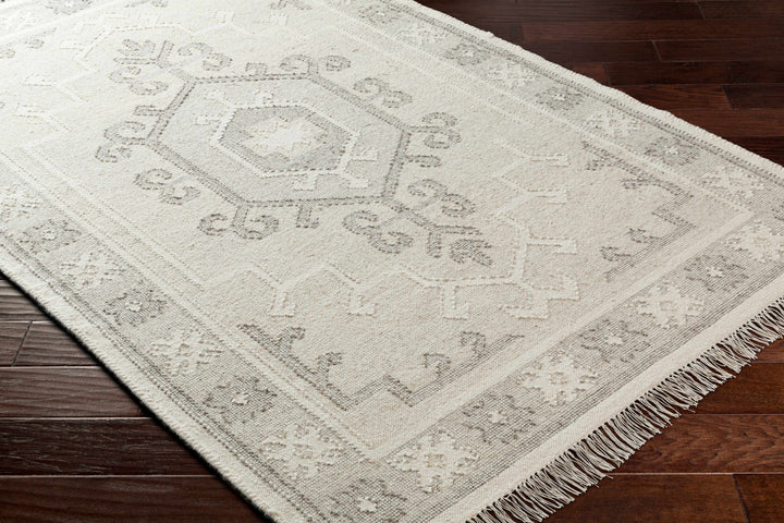 Afra Traditional Style Ivory And Gray Hand Woven Wool Area Rug