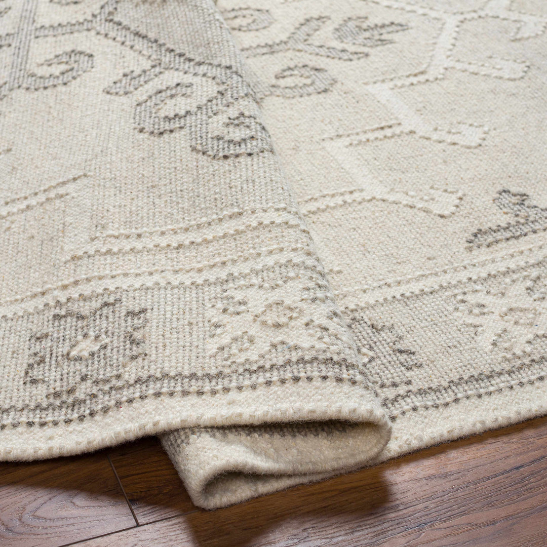 Afra Traditional Style Ivory And Gray Hand Woven Wool Area Rug