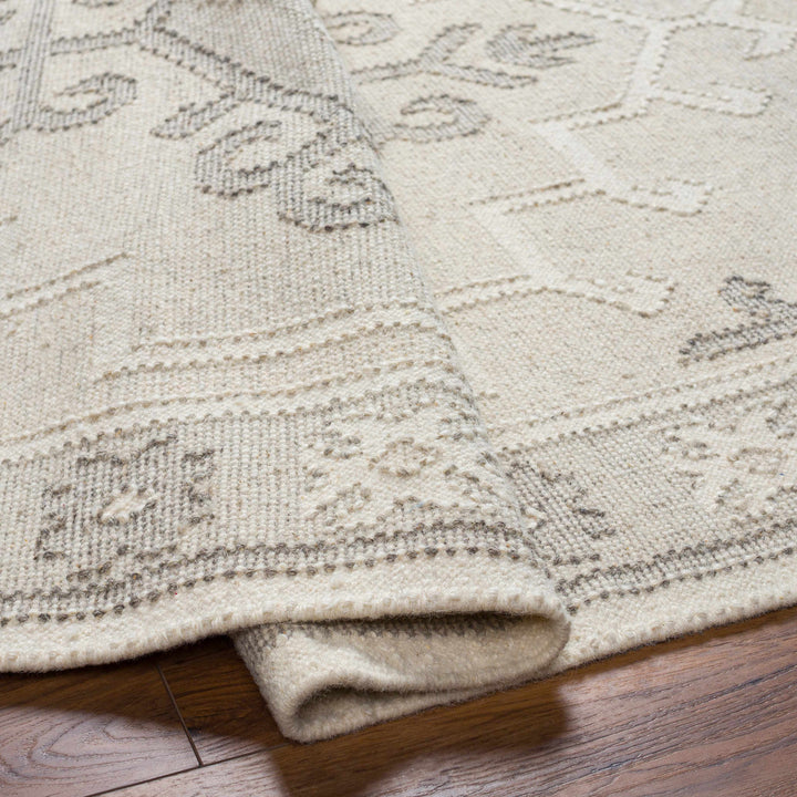 Afra Traditional Style Ivory And Gray Hand Woven Wool Area Rug