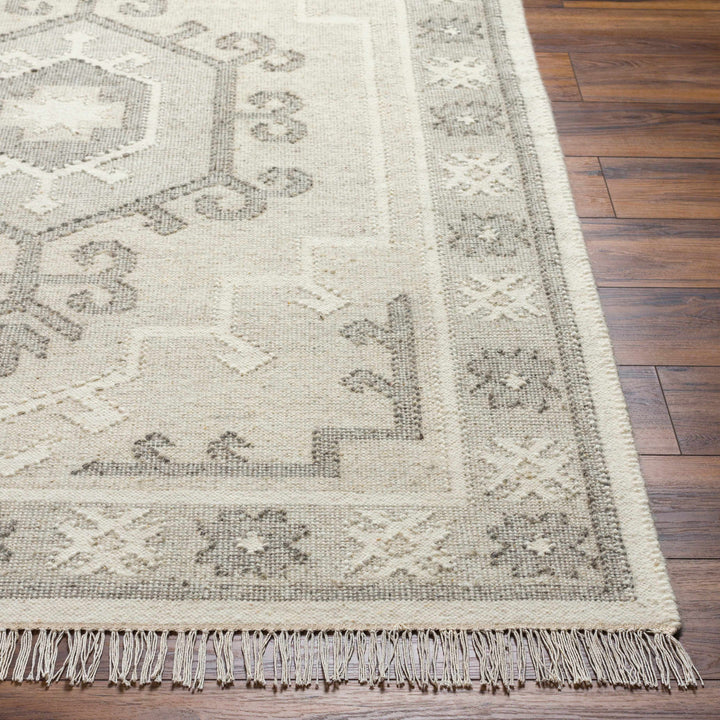 Afra Traditional Style Ivory And Gray Hand Woven Wool Area Rug