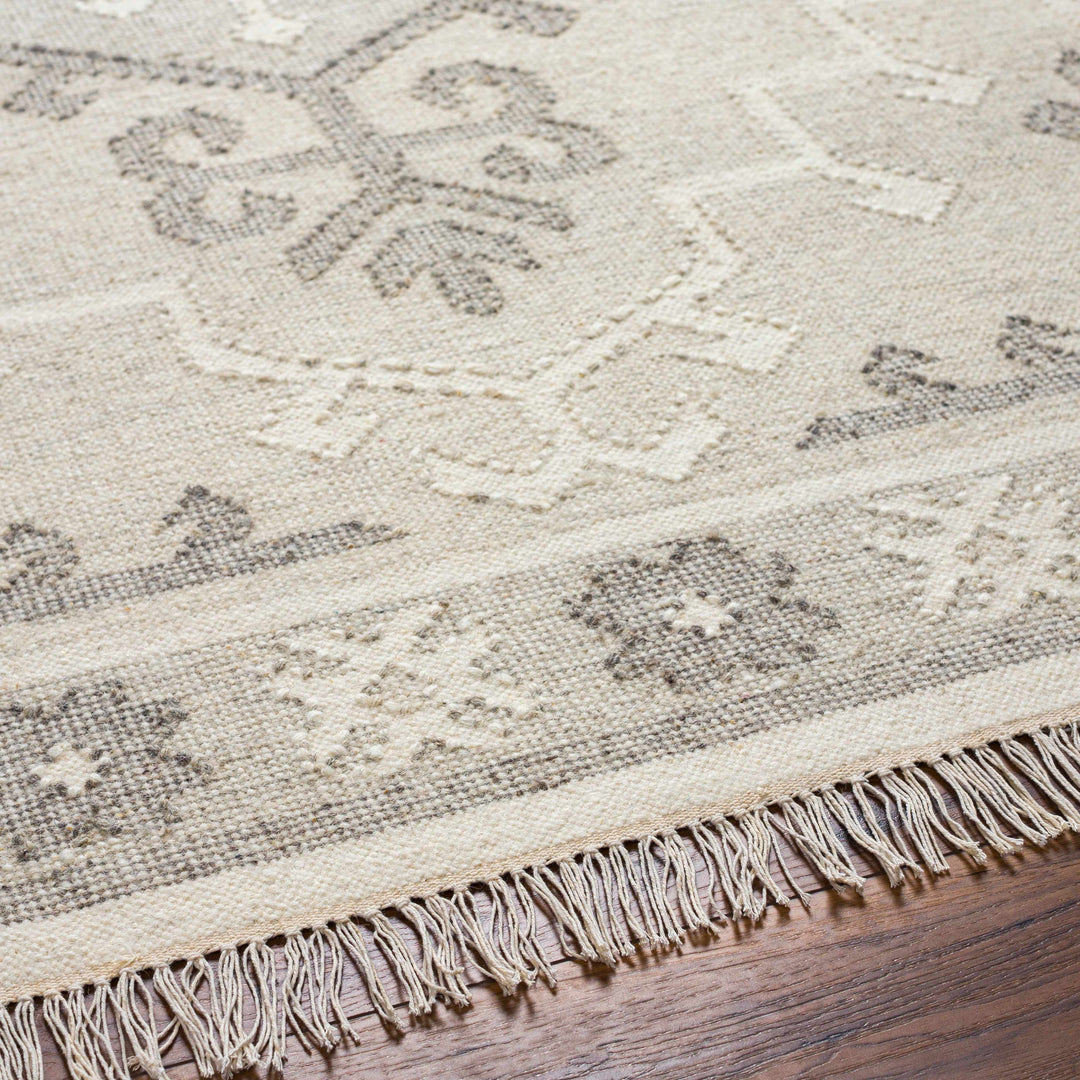 Afra Traditional Style Ivory And Gray Hand Woven Wool Area Rug