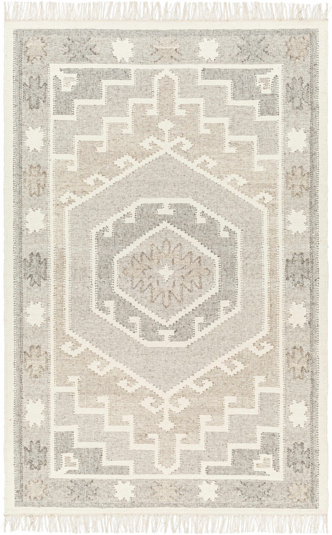 Donny Traditional Style Beige And Gray Hand Woven Wool Area Rug