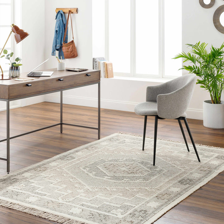 Donny Traditional Style Beige And Gray Hand Woven Wool Area Rug