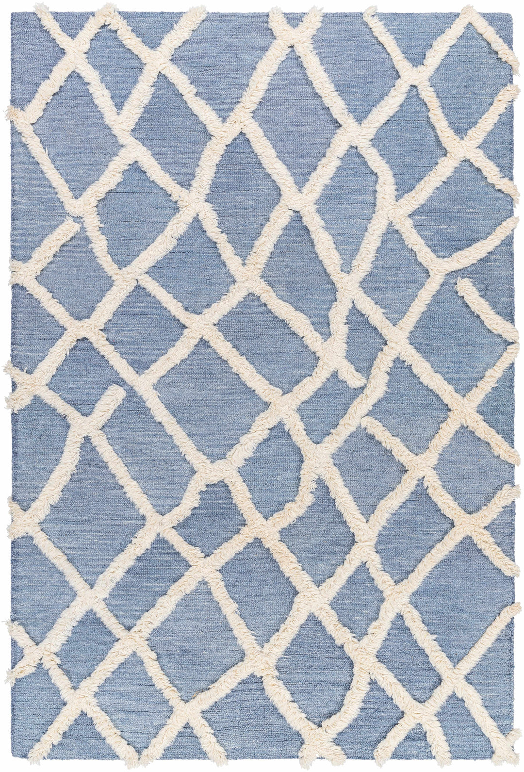 Adica Contemporary Blue And Ivory Hand Tufted Wool Area Rug