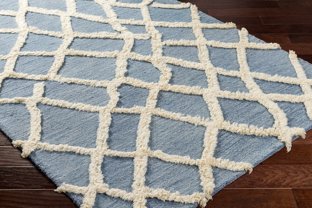 Adica Contemporary Blue And Ivory Hand Tufted Wool Area Rug