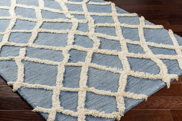 Adica Contemporary Blue And Ivory Hand Tufted Wool Area Rug