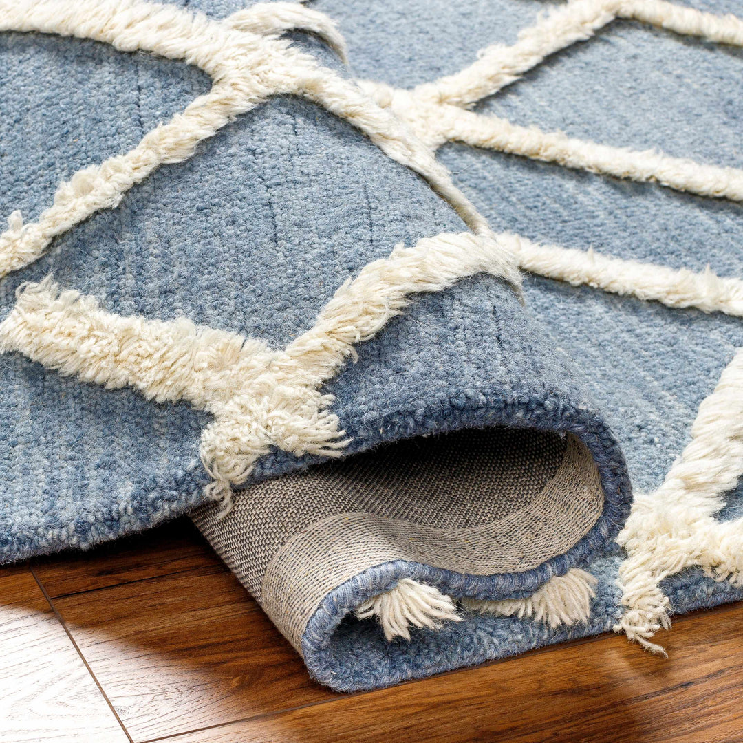 Adica Contemporary Blue And Ivory Hand Tufted Wool Area Rug
