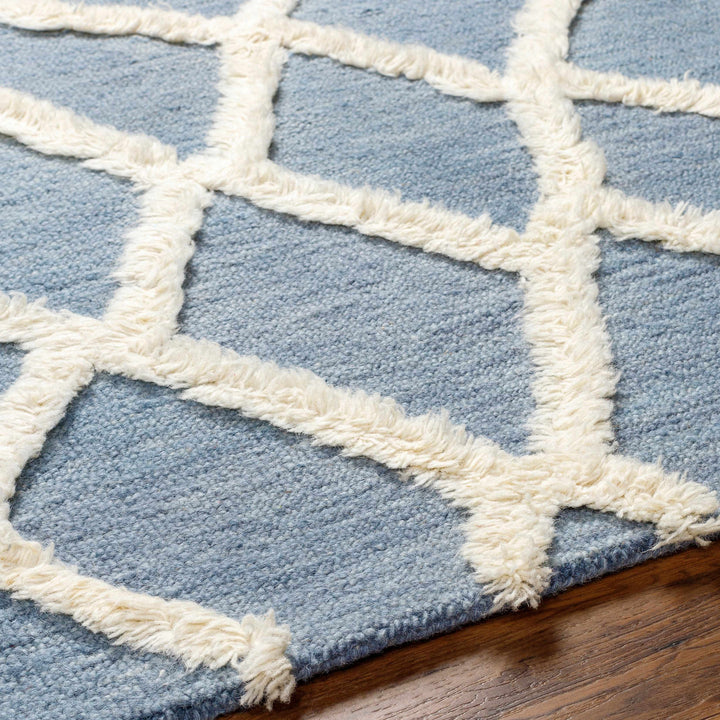 Adica Contemporary Blue And Ivory Hand Tufted Wool Area Rug