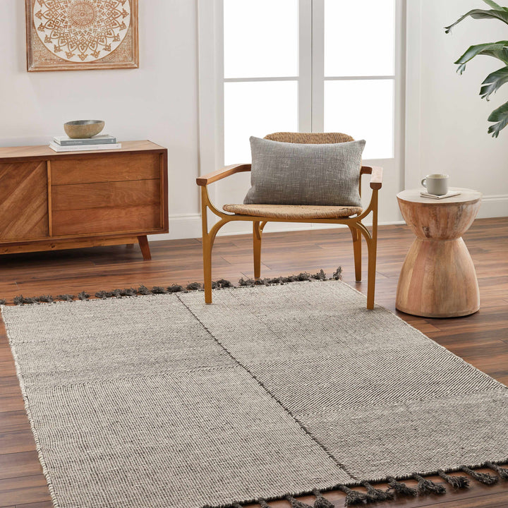 Abhay Modern Style Brown And Iovry Hand Woven Wool Area Rug