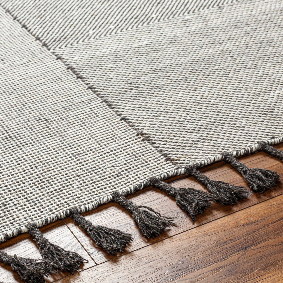 Abhay Modern Style Brown And Iovry Hand Woven Wool Area Rug