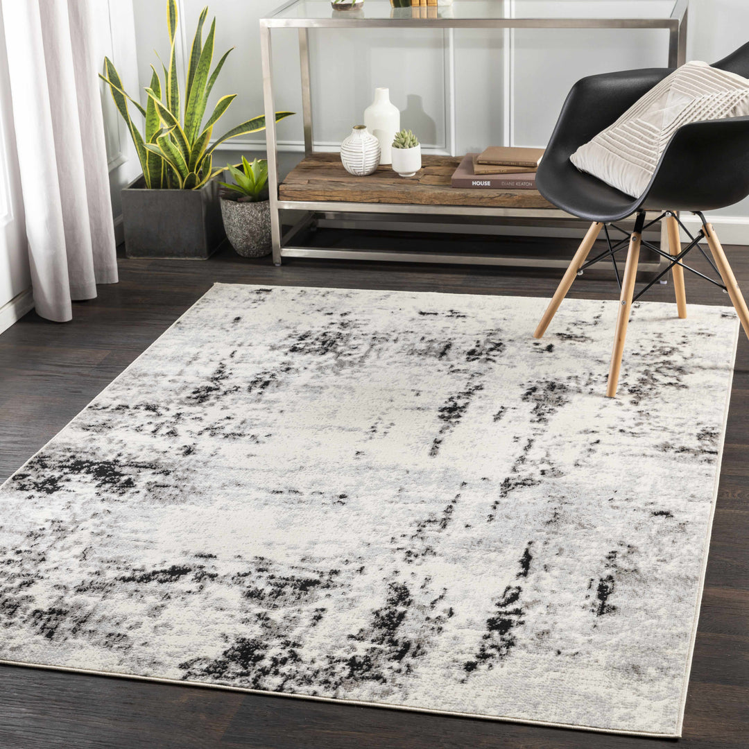 Swansboro Ivory And Black Modern Abstract Design Area Rug
