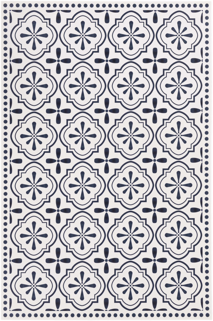 Swisshome White And Blue Modern Geometrical Design Area Rug