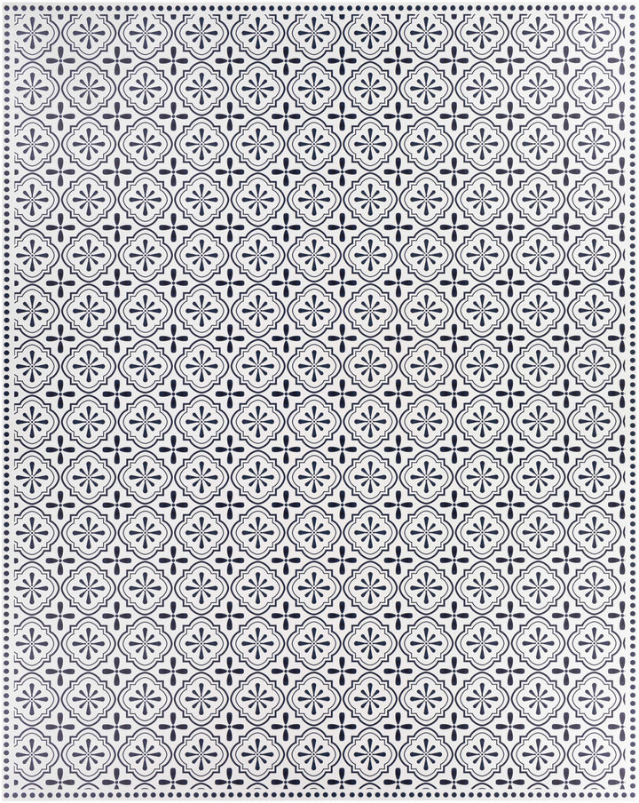 Swisshome White And Blue Modern Geometrical Design Area Rug