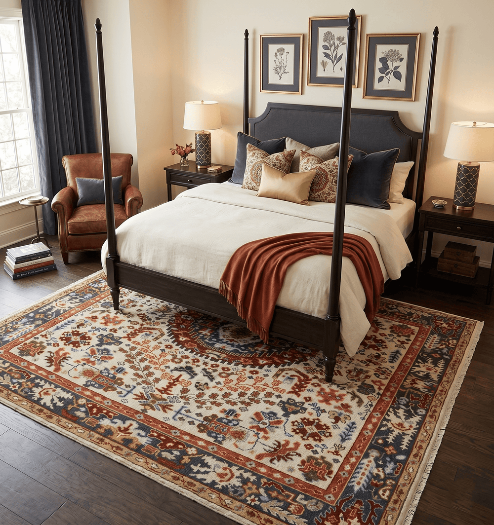 Tabriz Antique Hand Knotted Traditional Ivory and Rust Multi Size Wool Rug - The Rug Decor