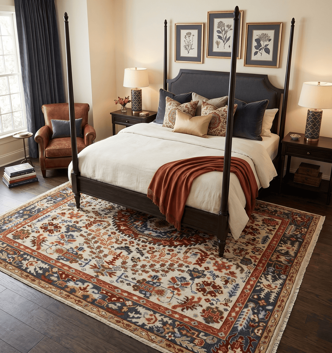 Tabriz Antique Hand Knotted Traditional Ivory and Rust Multi Size Wool Rug - The Rug Decor