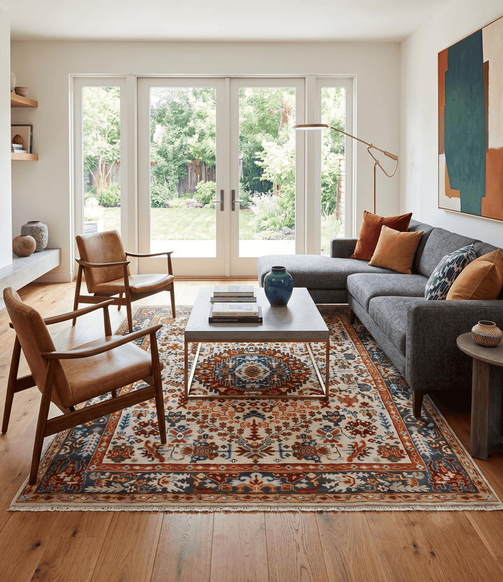 Tabriz Antique Hand Knotted Traditional Ivory and Rust Multi Size Wool Rug - The Rug Decor