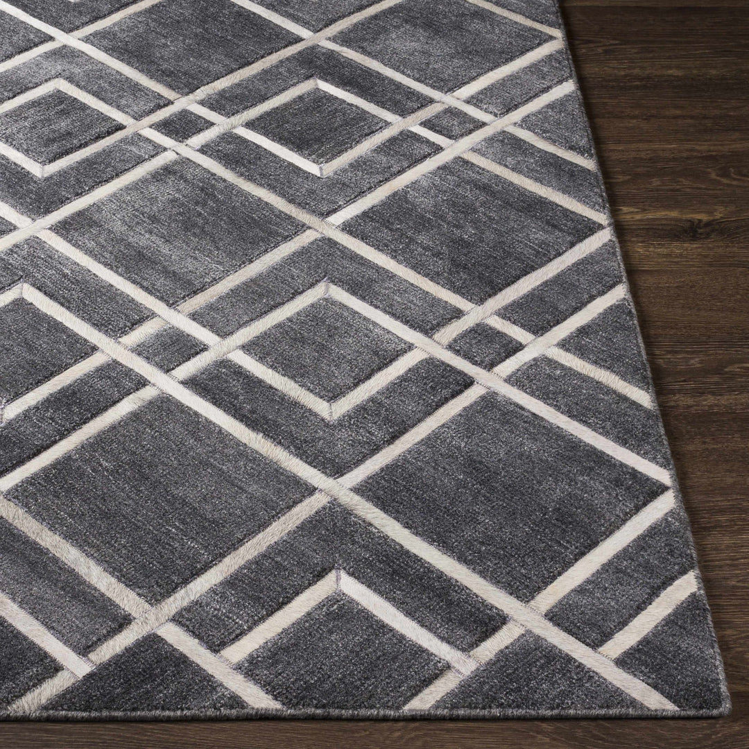 Taclobo Modern Geometrical Design Charcoal And Ivory Area Rug - The Rug Decor