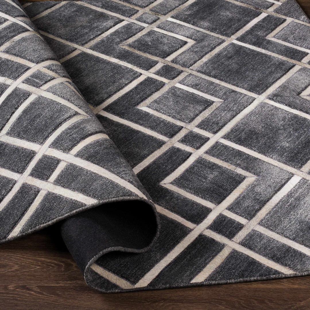 Taclobo Modern Geometrical Design Charcoal And Ivory Area Rug - The Rug Decor